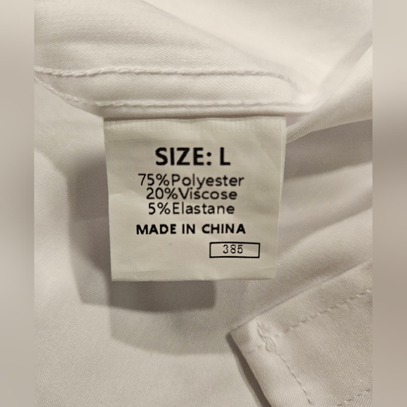 Jmierr White Button Down Dress Shirt Short Sleeve Stretch NWT Size Large - Picture 3 of 4